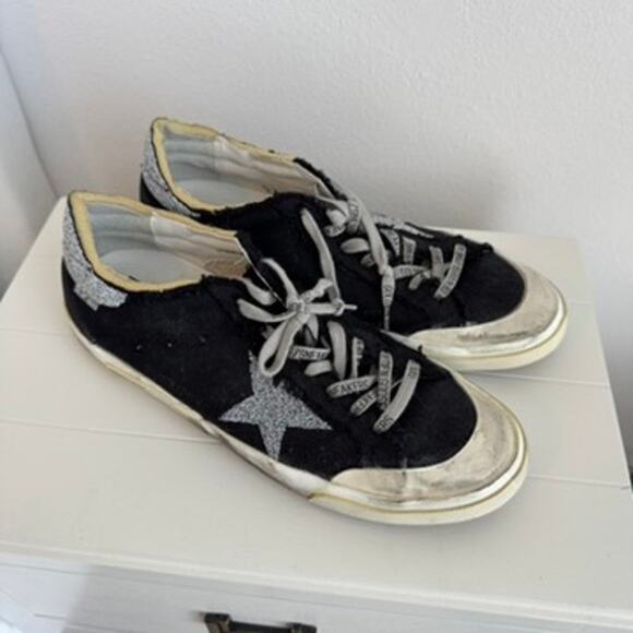 Golden Goose Super-Star Penstar LAB Black Canvas Sneakers Mens 46 Crystal Star - Picture 1 of 13
